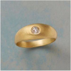 Stunning Luxury Sundance 18K Diamond and Brushed Gold Dome Ring